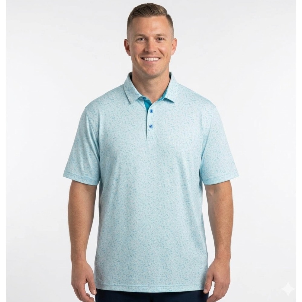 Walter Hagen 11 Men Size XXL Blue Golf Novelty Performance Athleisure Polo Shirt